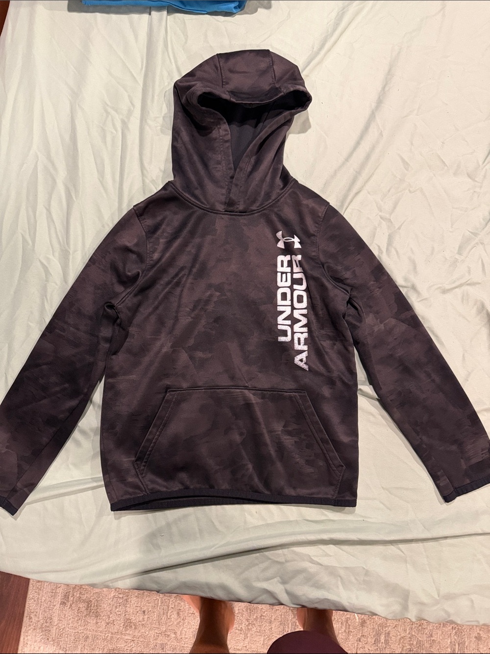 Under Armour Black Camo Pullover Hoodie with Vertical Logo
